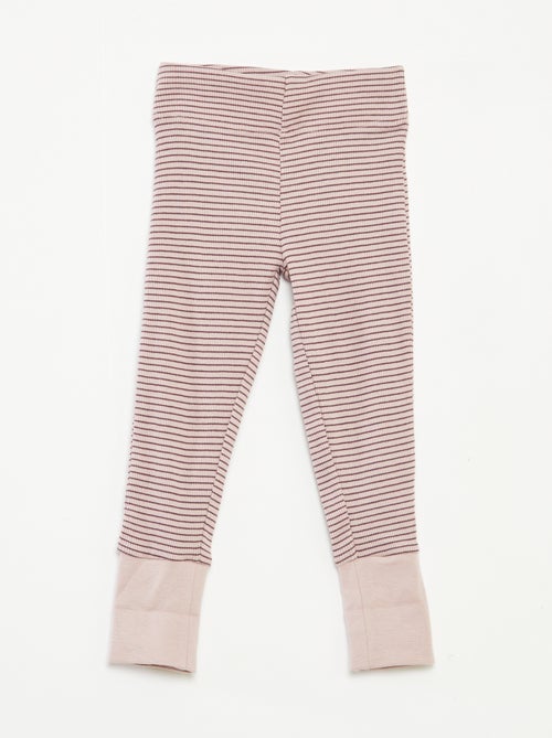 Lange pyjama - T-shirt + broek met strepenmotief - 2-delig - Kiabi