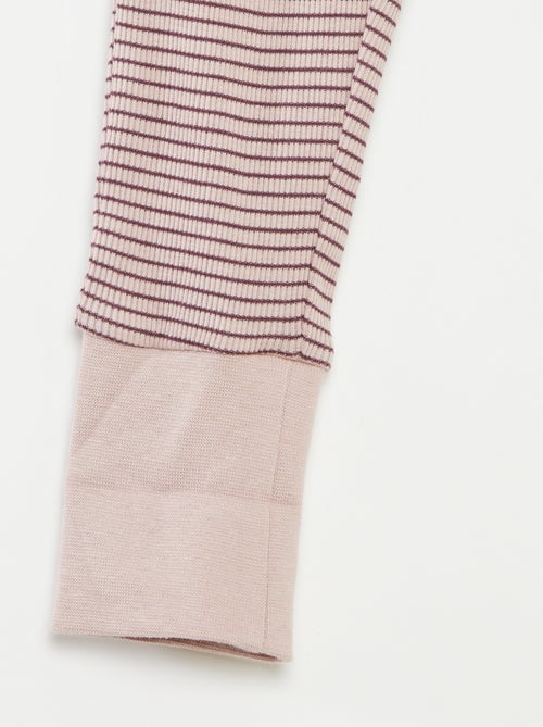 Lange pyjama - T-shirt + broek met strepenmotief - 2-delig - Kiabi