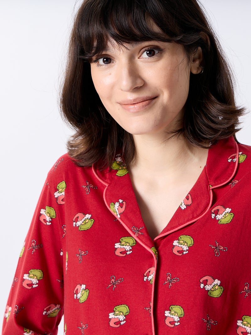 Lange pyjama 'De Grinch' - 2-delig Rood - Kiabi
