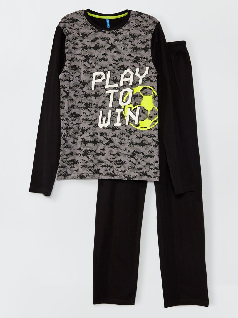 Lange pyjama 'gaming' - 2-delig zwart - Kiabi