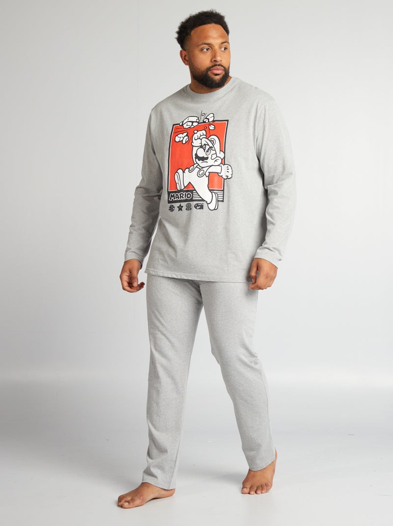 Lange pyjama 'Mario' - T-shirt + short - 2-delig GRIJS - Kiabi