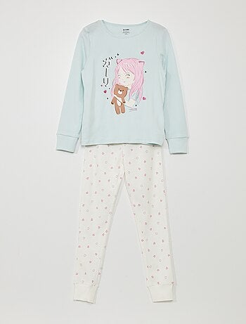Lange pyjama met aardbeienprint - 2-delig - Kiabi