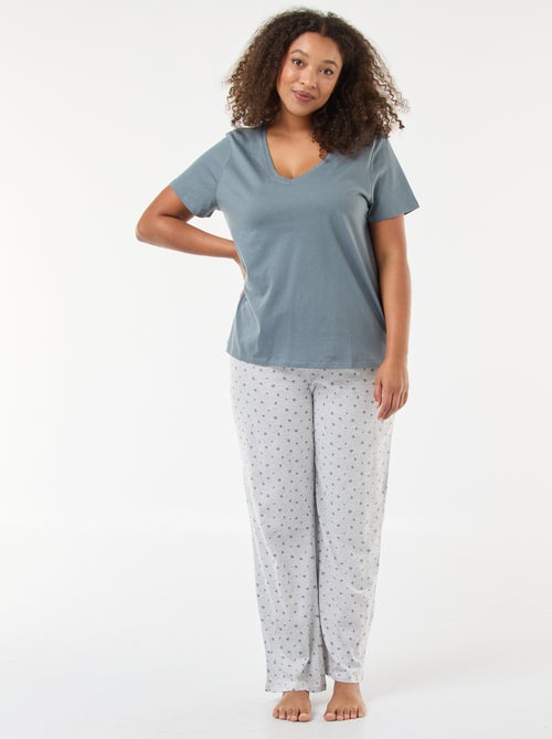 Lange pyjama met bloemenprint - 2-delig - Kiabi