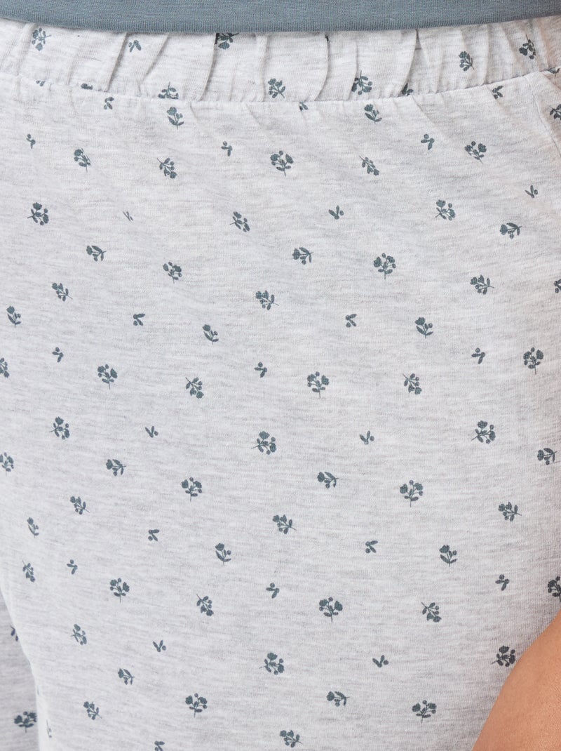 Lange pyjama met bloemenprint - 2-delig Grijs - Kiabi