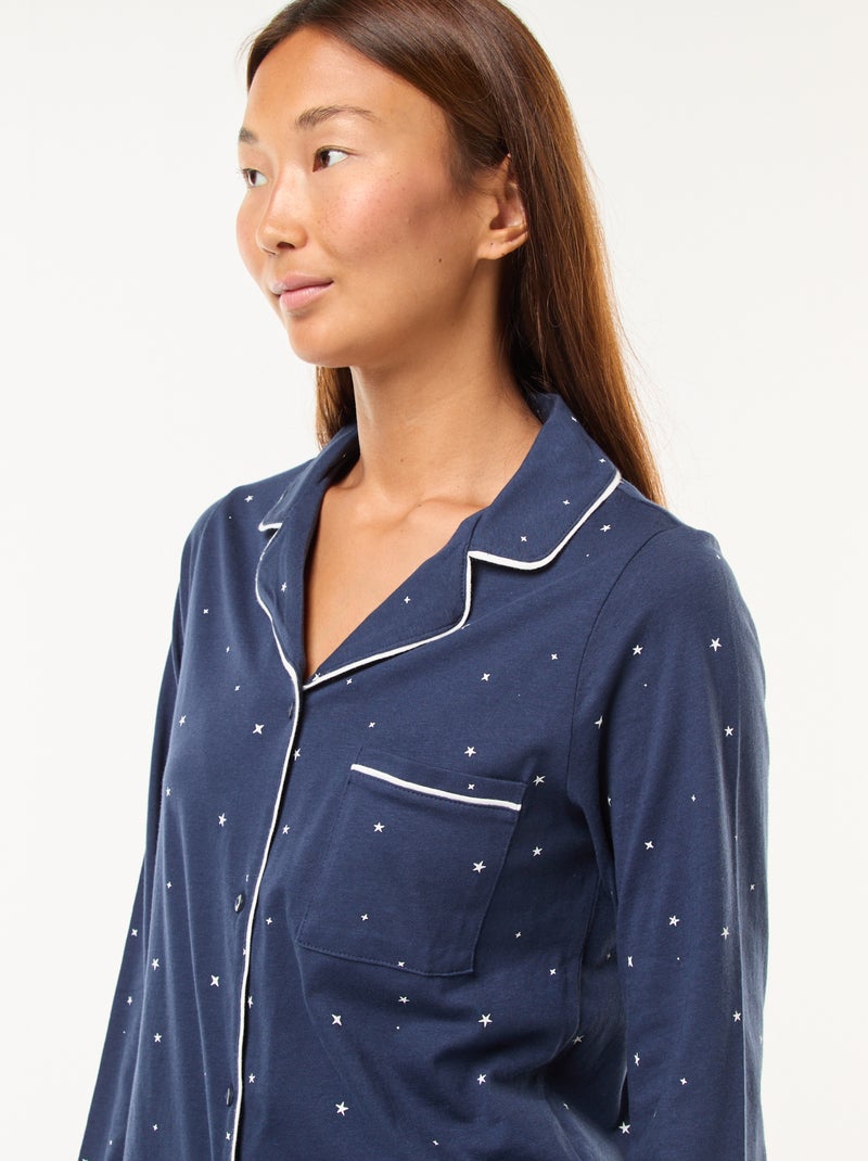 Lange pyjama met broek + nachthemd - 2-delig Blauw - Kiabi