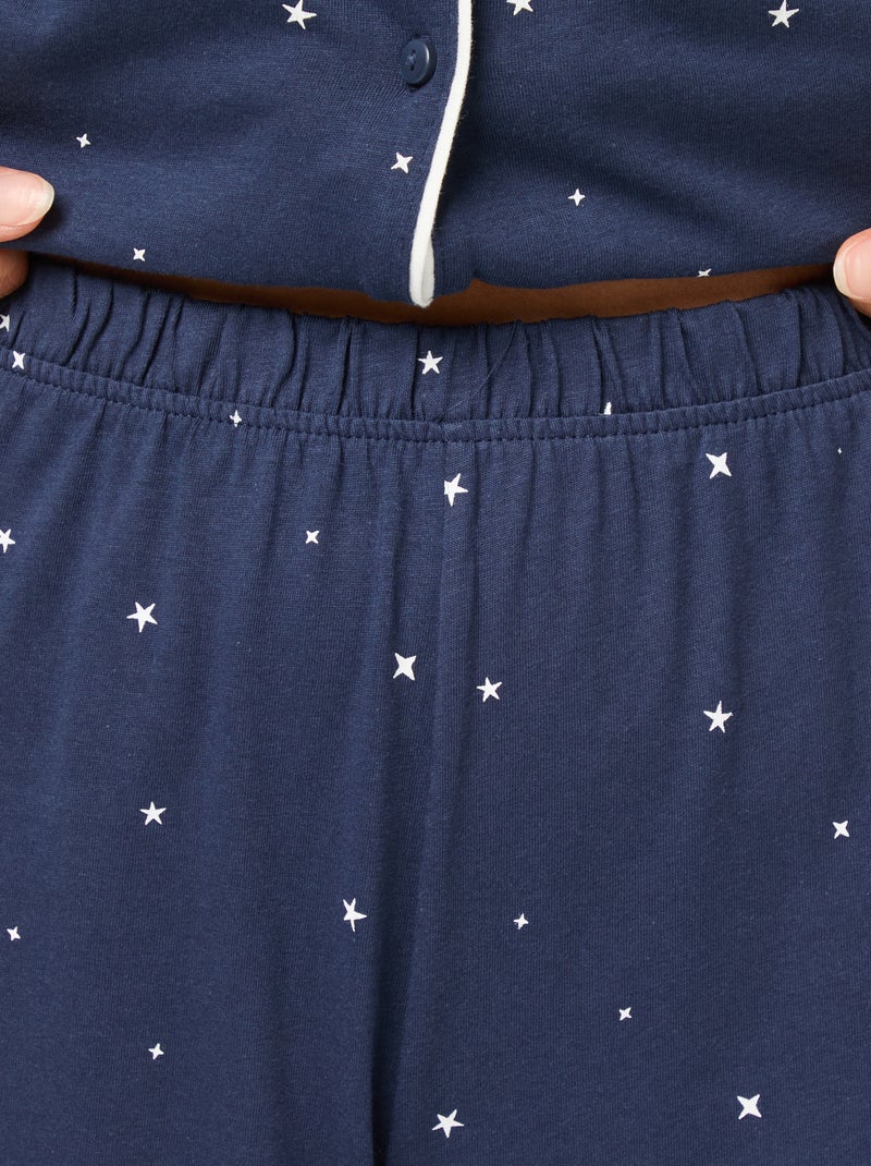 Lange pyjama met broek + nachthemd - 2-delig Blauw - Kiabi