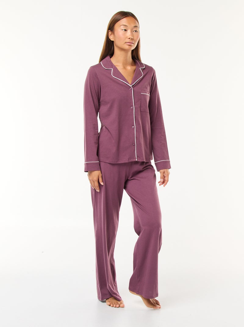 Lange pyjama met broek + nachthemd - 2-delig Rose - Kiabi