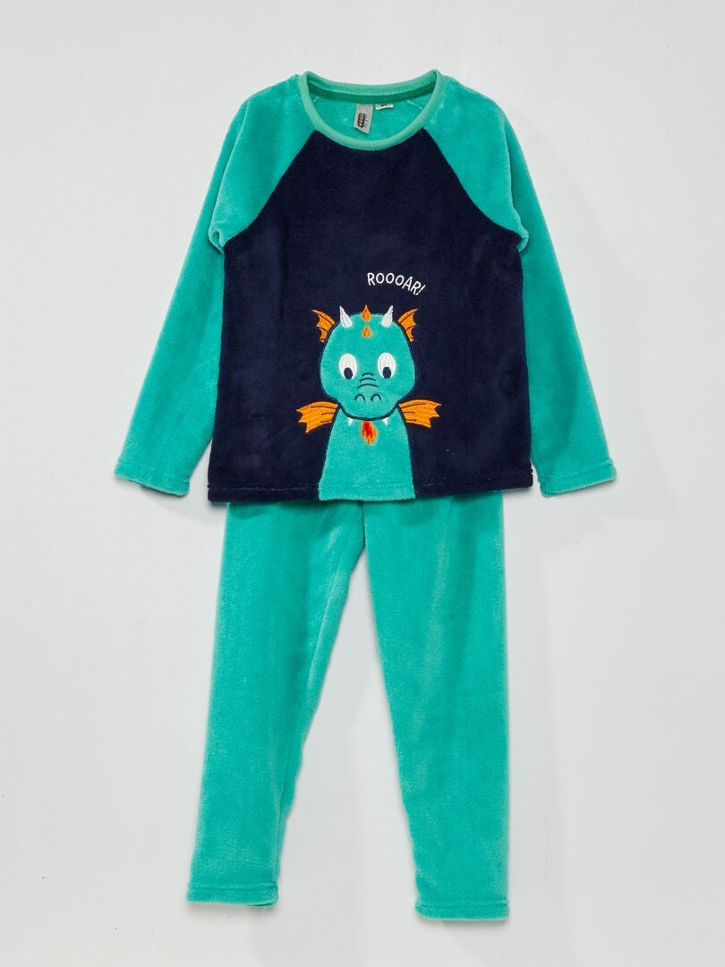 Lange pyjama met drakenprint - 2-delig GROEN - Kiabi
