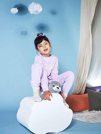 Lange pyjama met fluwelen opdruk - 2-delig - Kiabi