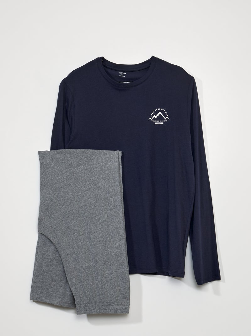 Lange pyjama met gebergteprint 2-delig BLAUW - Kiabi