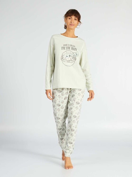 Lange pyjama met 'Grogu'-print - 2-delig - Kiabi