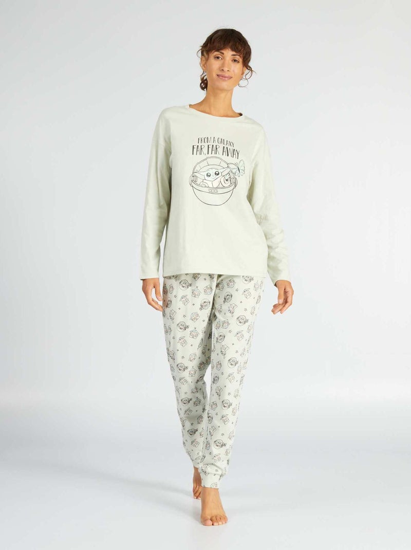 Lange pyjama met 'Grogu'-print - 2-delig GROEN - Kiabi