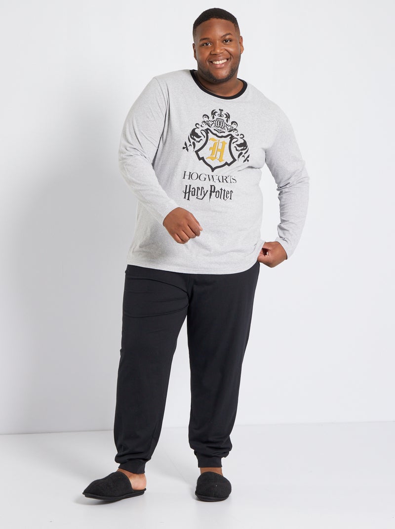 Lange pyjama met Harry Potter-print - 2-delig grijs / zwart - Kiabi
