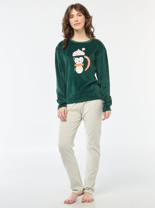 Lange pyjama met kerstmotief - 2-delig - Kiabi