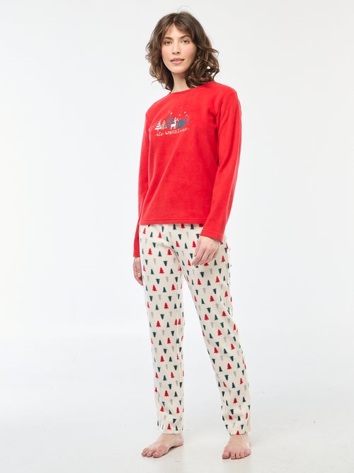 Lange pyjama met kerstmotief - 2-delig - Kiabi