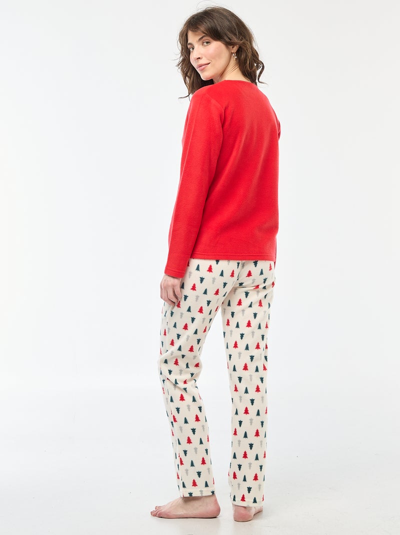Lange pyjama met kerstmotief - 2-delig Rood - Kiabi