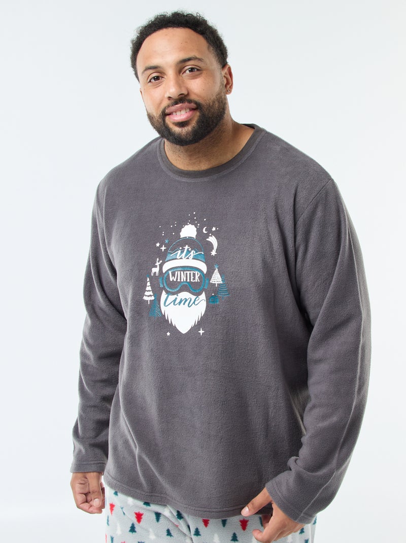 Lange pyjama met kerstprint - 2-delig Grijs - Kiabi