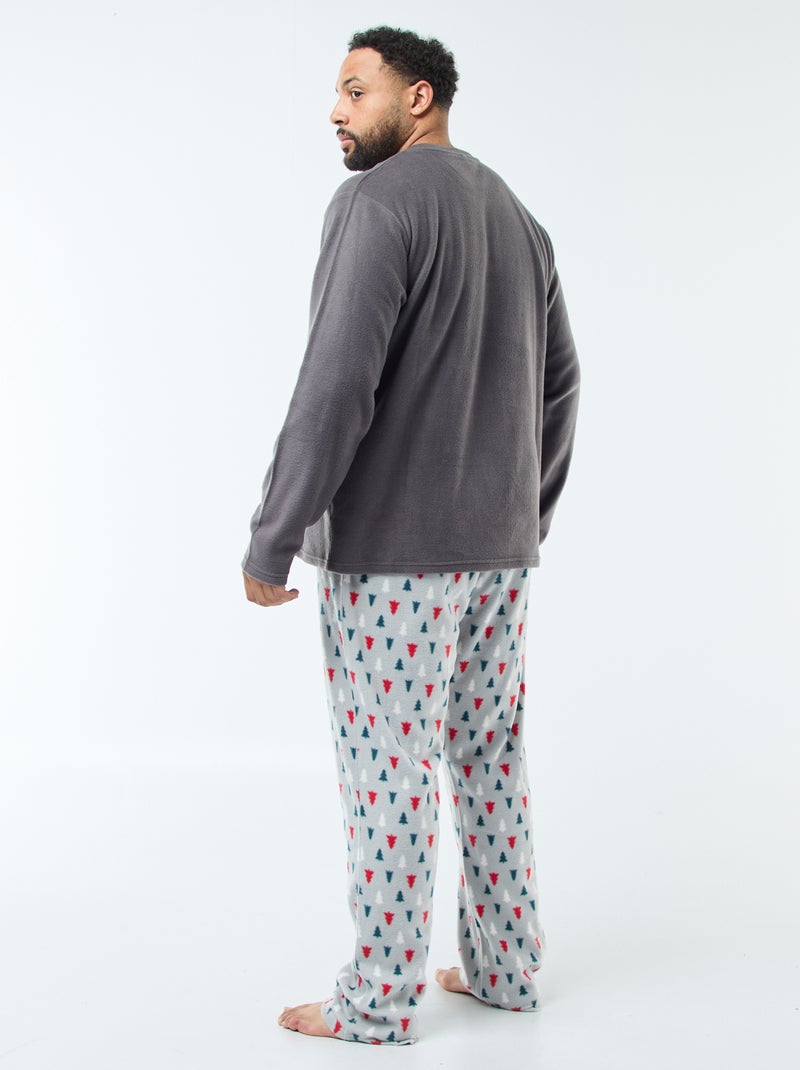 Lange pyjama met kerstprint - 2-delig Grijs - Kiabi