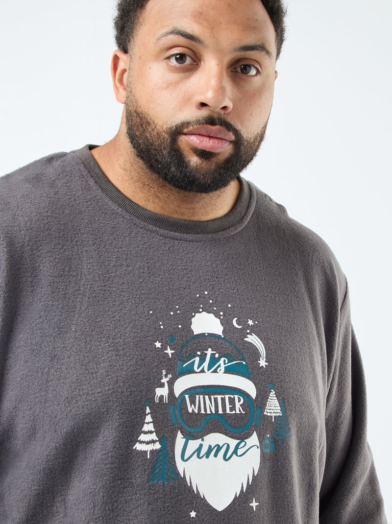 Lange pyjama met kerstprint - 2-delig Grijs - Kiabi