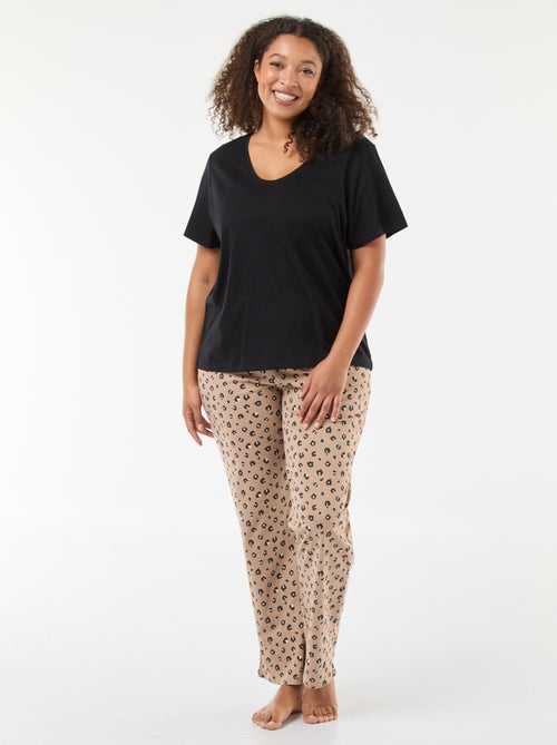 Lange pyjama met luipaardprint - 2-delig - Kiabi