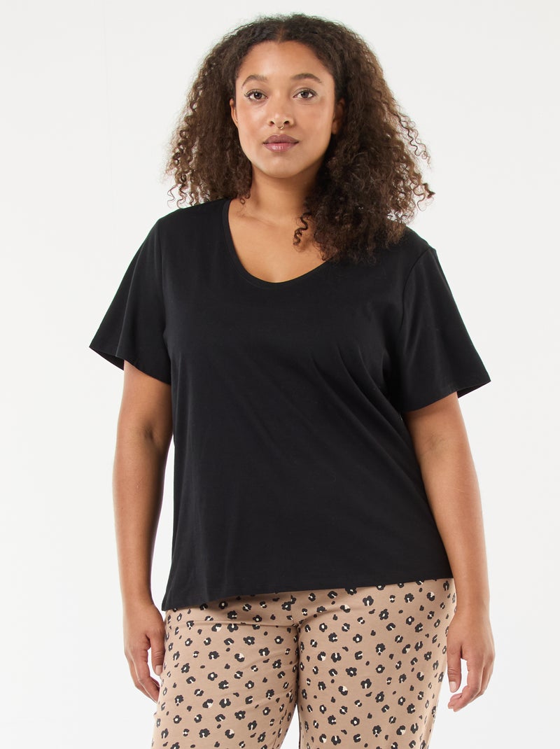 Lange pyjama met luipaardprint - 2-delig Biege - Kiabi
