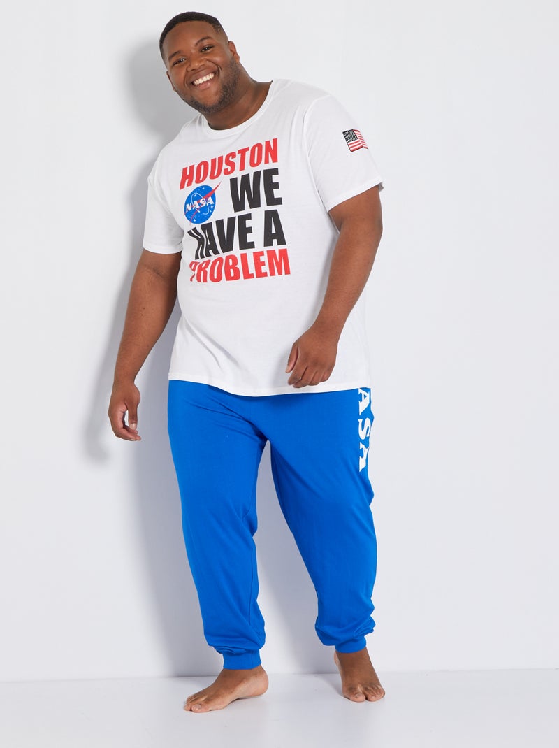Lange pyjama met NASA-print - 2-delig wit / blauw - Kiabi