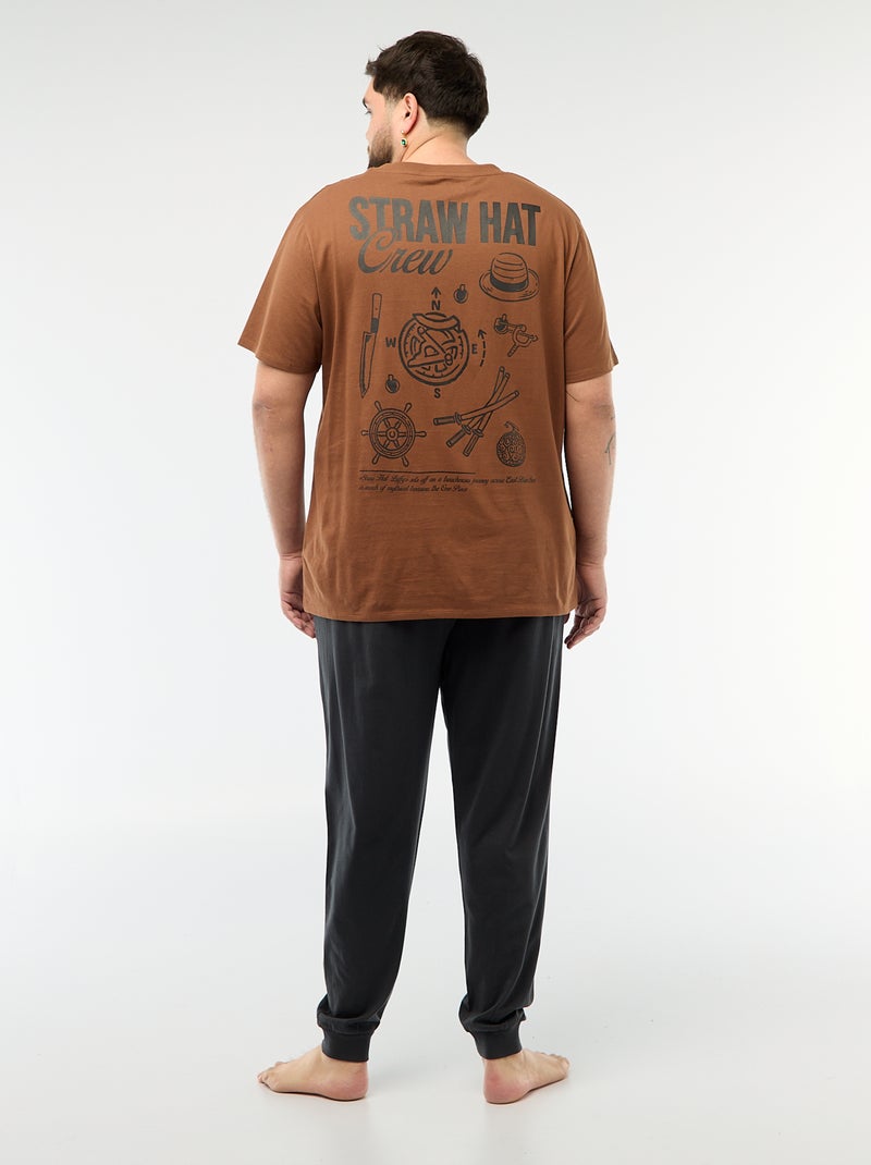 Lange pyjama met 'One Piece' print - 2-delig Bruin - Kiabi