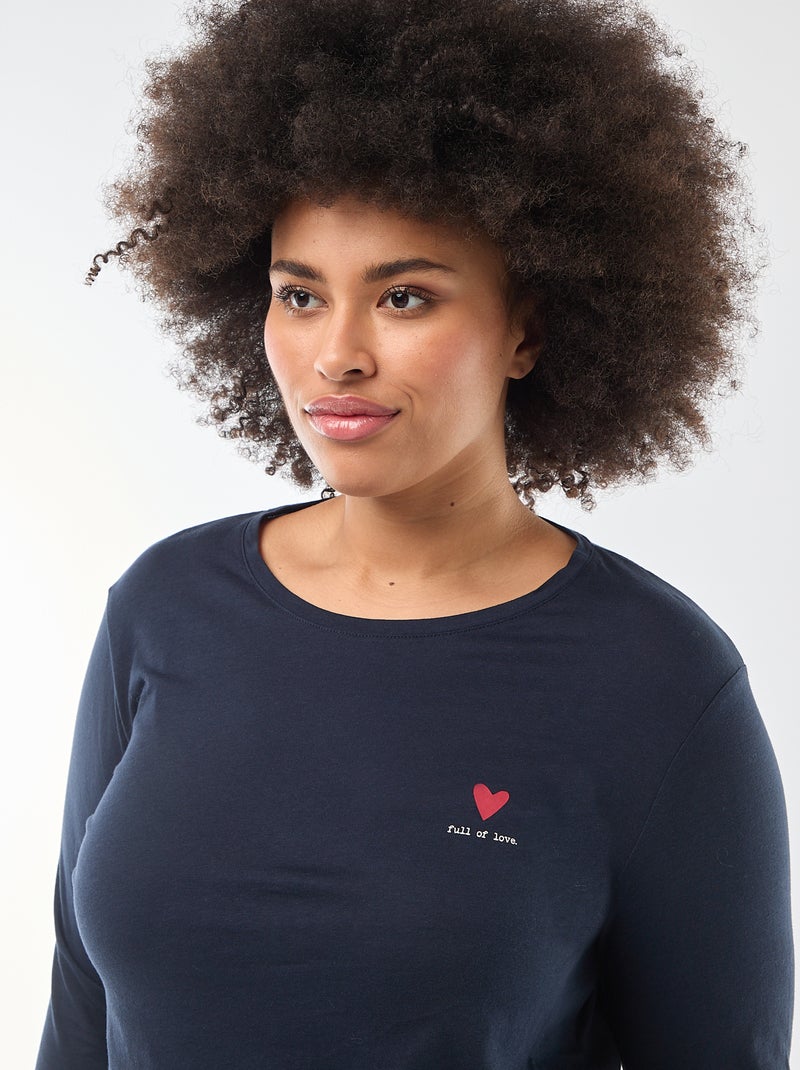 Lange pyjama met print - 2-delig Blauw - Kiabi