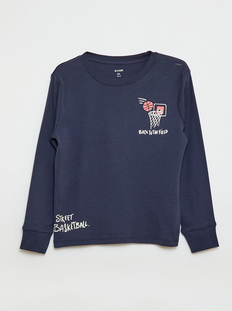 Lange pyjama met print - 2-delig Blauw - Kiabi