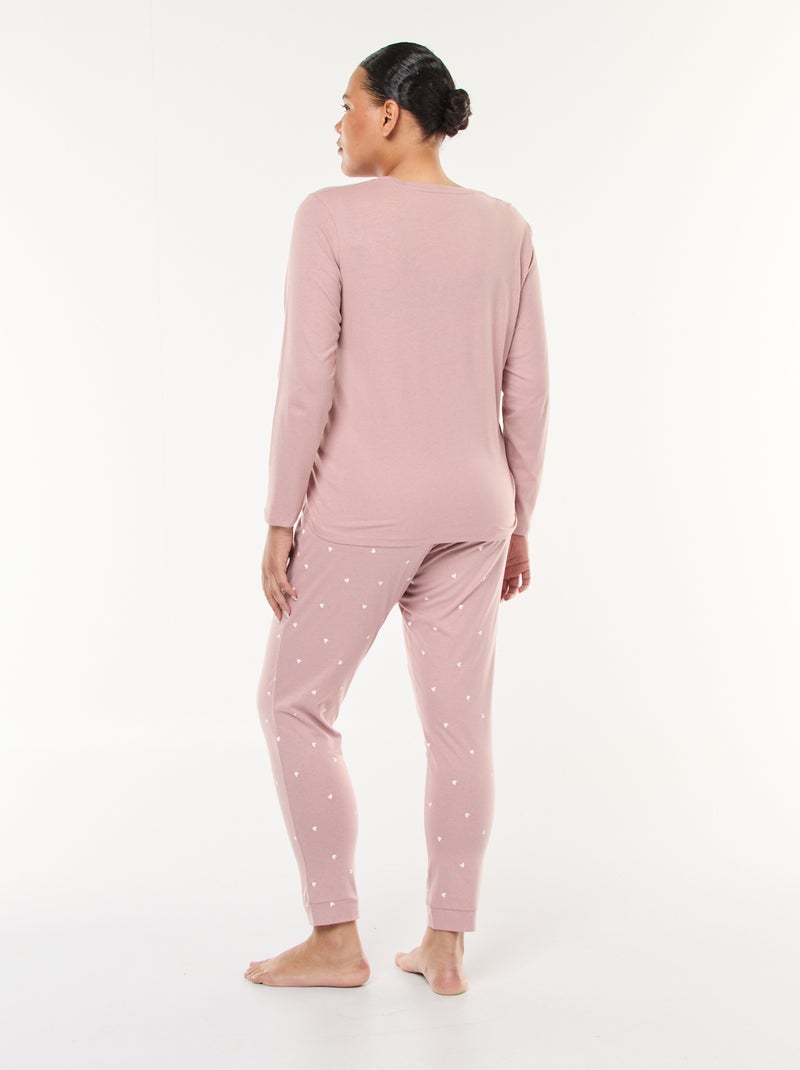 Lange pyjama met print - 2-delig Rose - Kiabi