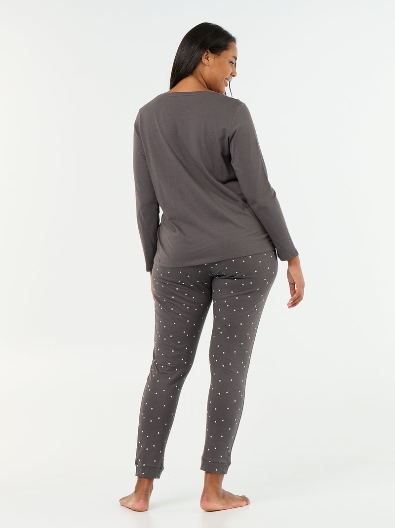 Lange pyjama met print - 2-delig Zwart - Kiabi