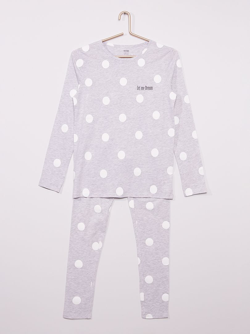 Lange pyjama met print WIT - Kiabi