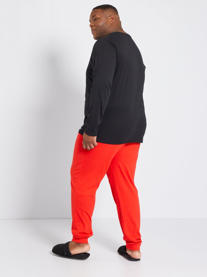 Schiesser pyjama Uncover zwart met V-hals