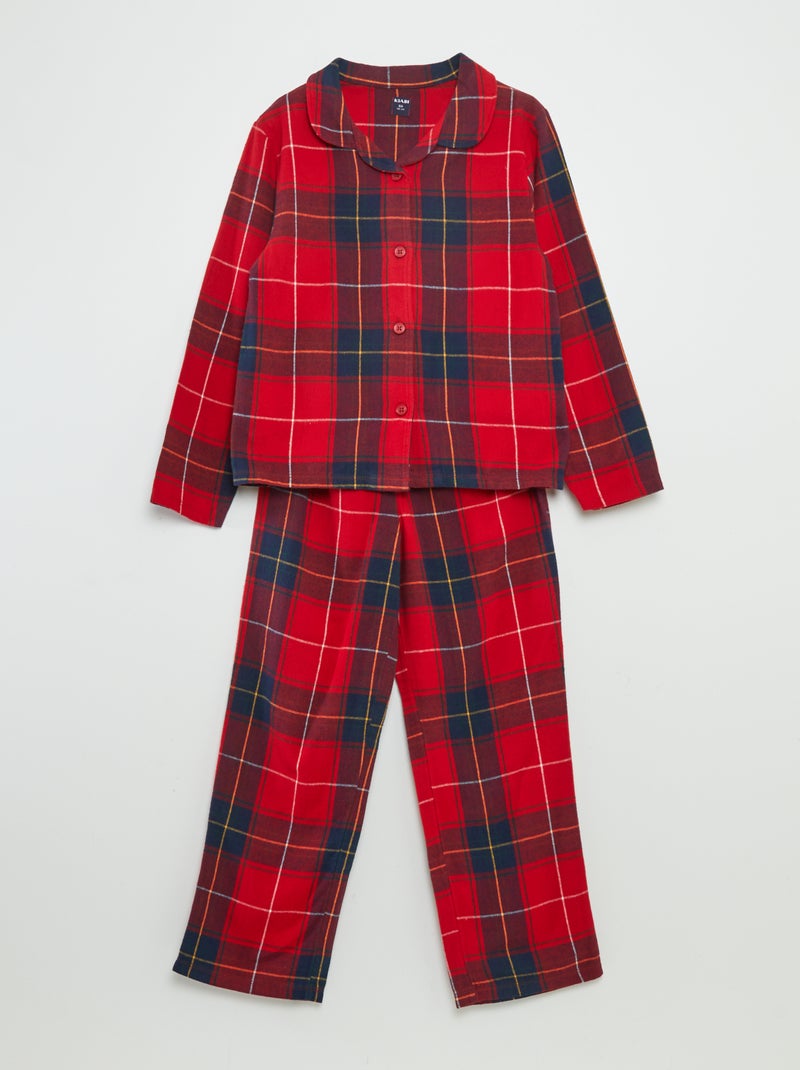 Lange pyjama met ruitjes - 2-delig ROOD - Kiabi