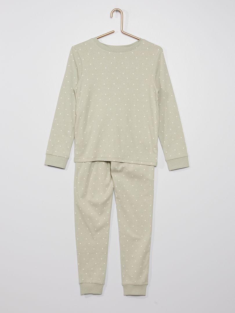 Lange pyjama met sterrenprint GROEN - Kiabi