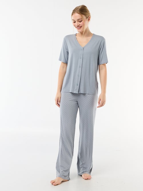 Lange pyjama met stippenprint - 2-delig - Kiabi