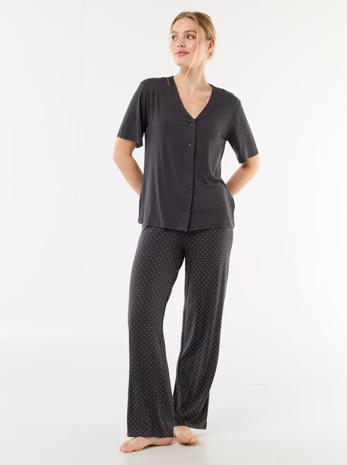 Lange pyjama met stippenprint - 2-delig - Kiabi