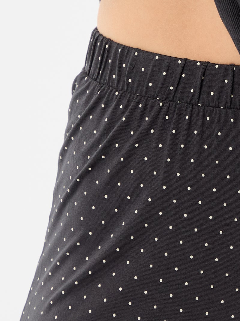 Lange pyjama met stippenprint - 2-delig Zwart - Kiabi