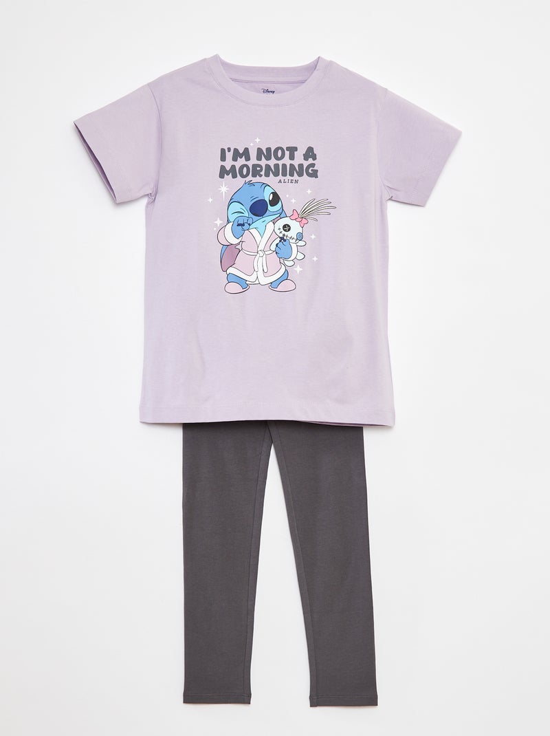 Lange pyjama met Stitch-print - 2-delig Paars - Kiabi