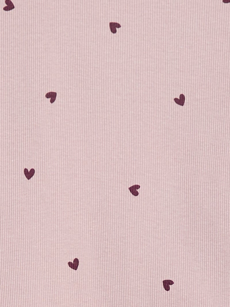 Lange pyjama met streepjesprint - 2-delig Paars - Kiabi