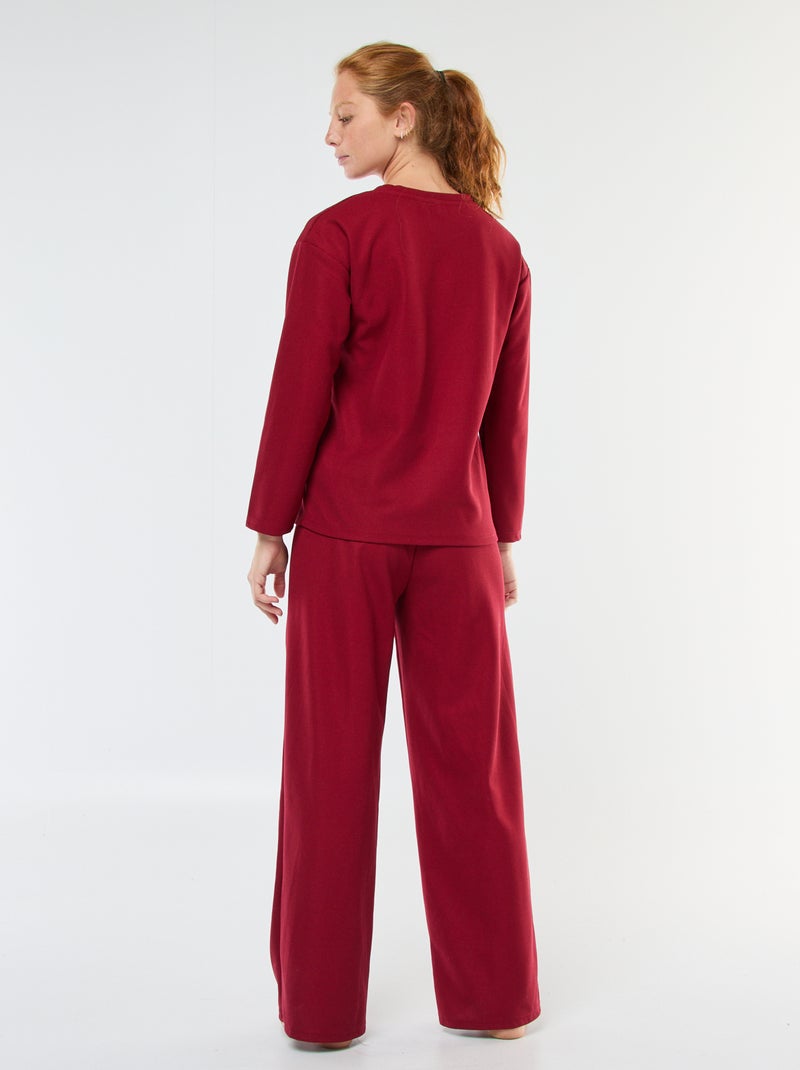 Lange pyjama met wafeltextuur - 2-delig Rood - Kiabi