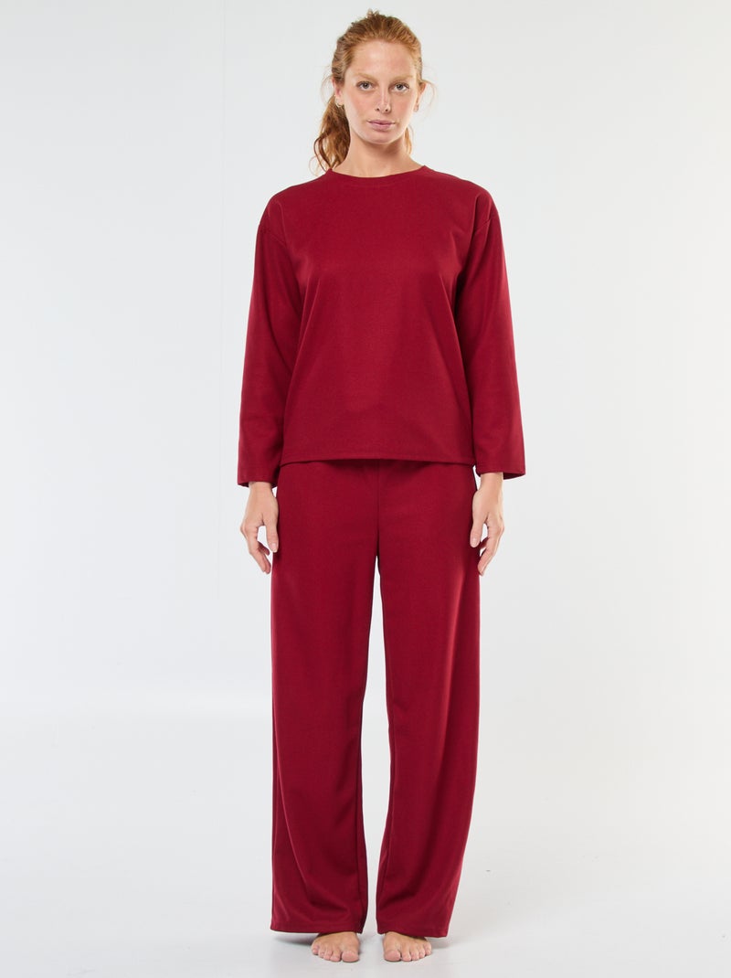 Lange pyjama met wafeltextuur - 2-delig Rood - Kiabi