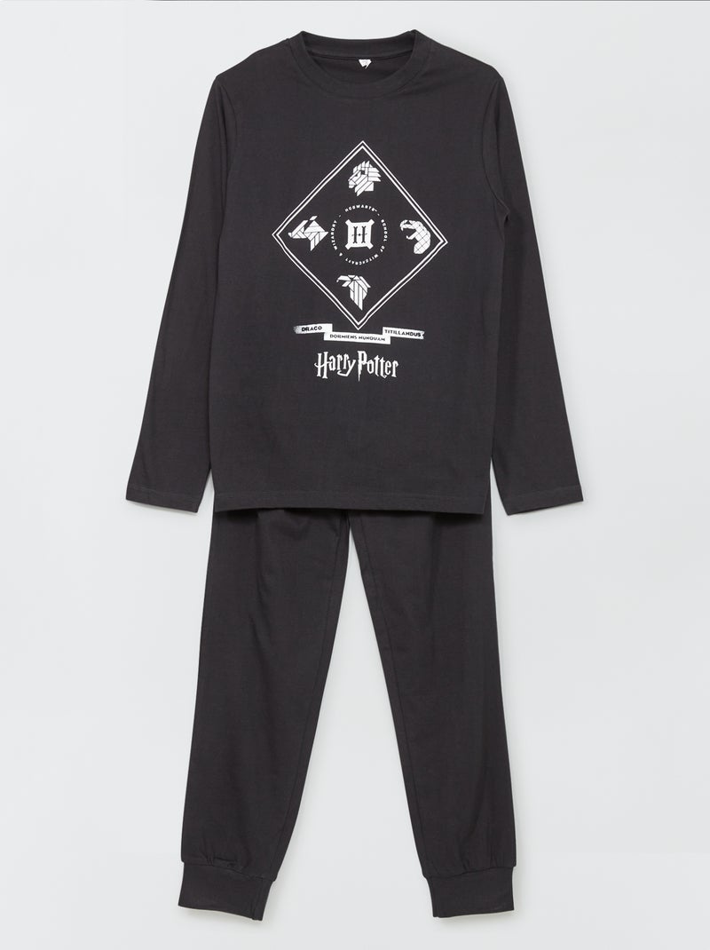 Lange pyjama met zwerkbal/Griffoendor-print - 2-delig zwart - Kiabi