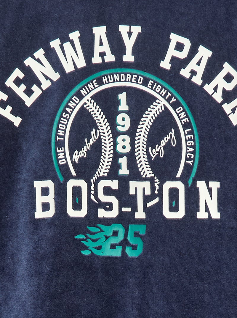 Lange pyjama uit twee materialen - T-shirt + broek - 2-delig Blauw - Kiabi