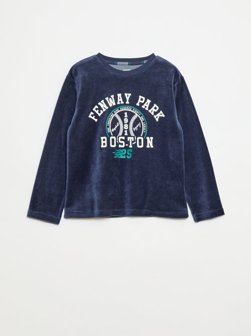 Lange pyjama uit twee materialen - T-shirt + broek - 2-delig - Kiabi