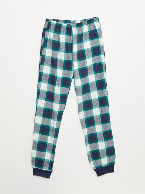 Lange pyjama uit twee materialen - T-shirt + broek - 2-delig - Kiabi