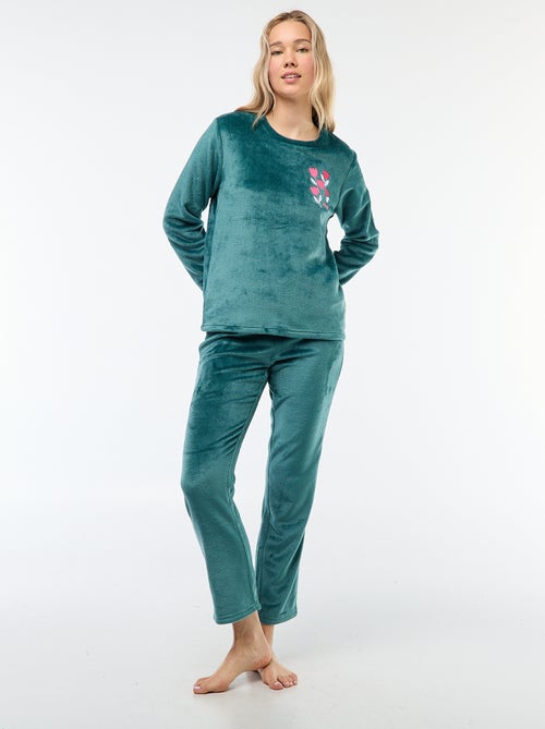 Lange pyjama van fleece - 2-delig - Kiabi