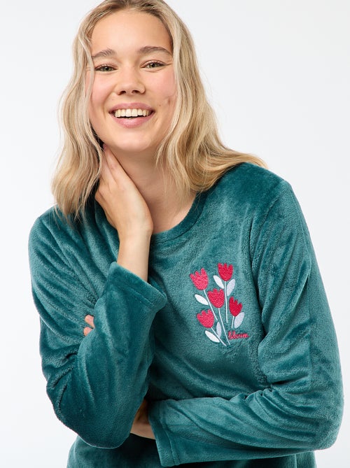 Lange pyjama van fleece - 2-delig - Kiabi