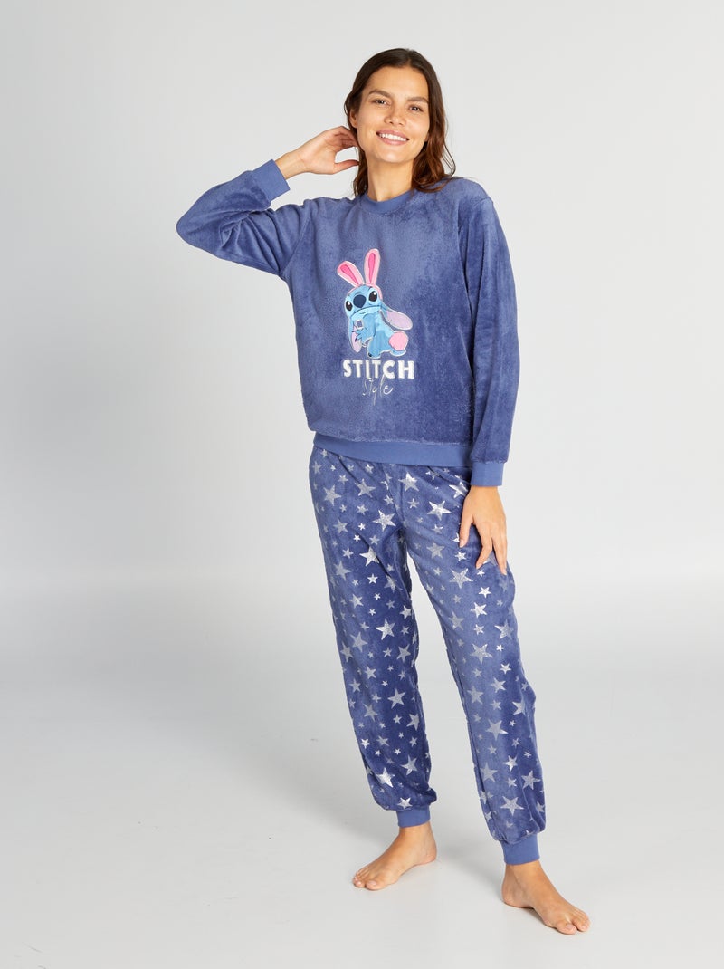 Lange pyjama van fleece met Stitch-print - 2-delig BLAUW - Kiabi