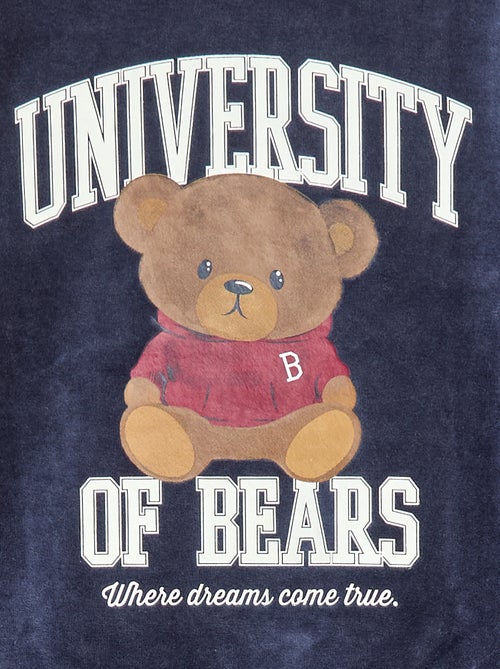 Lange pyjama van fleecestof - T-shirt + broek - 2-delig - Kiabi